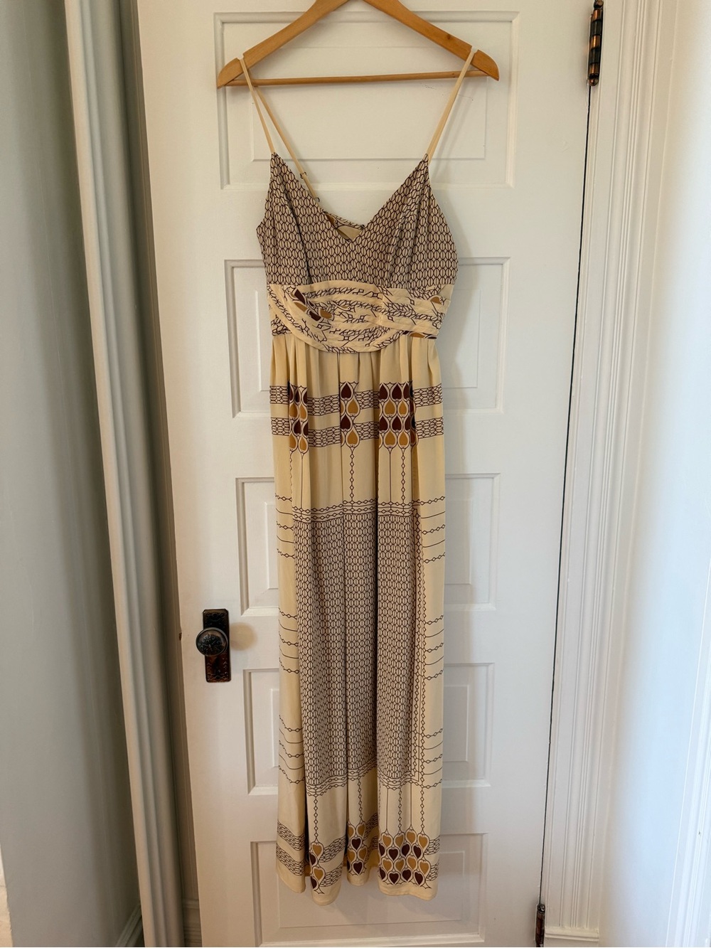 Tracy Reese Cream and Brown Printed Maxi Dress